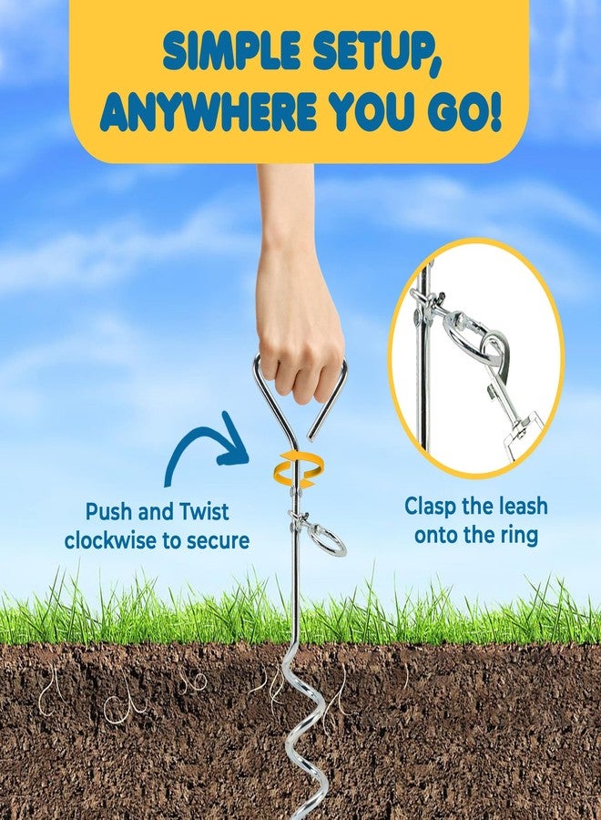 SunGrow Dog Tie Out Leash Stake for Ground, Heavy-Duty Anchor Stake for Leash, 360° Stainless Steel Swivel Ring, In-ground Outside Yard Leash Cable, Dog Yard Stake for Camping & Beach, Outdoor Tether - Image 5